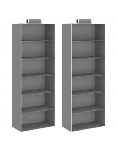 Organizer per Armadio da Appendere 2 pz con 6 Ripiani Tessuto