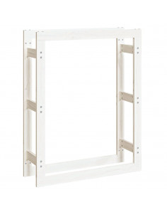 Portalegna Bianco 80x25x100 cm in Legno Massello di Pino 2