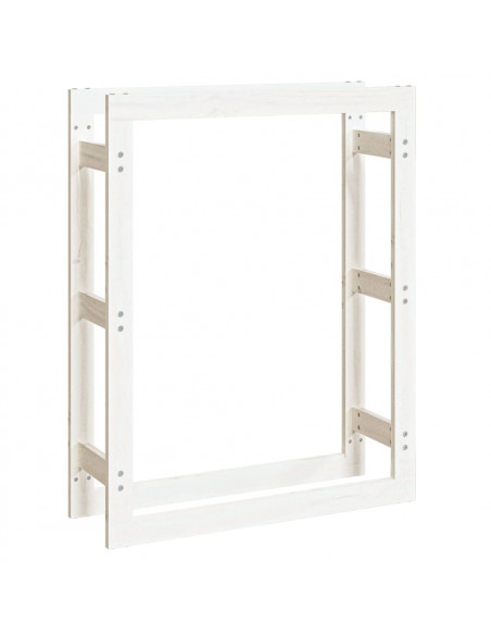 Portalegna Bianco 80x25x100 cm in Legno Massello di Pino