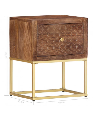Comodino 40x30x50 cm in Legno Massello di Mango