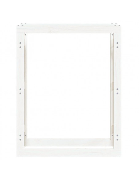 Portalegna Bianco 80x25x100 cm in Legno Massello di Pino
