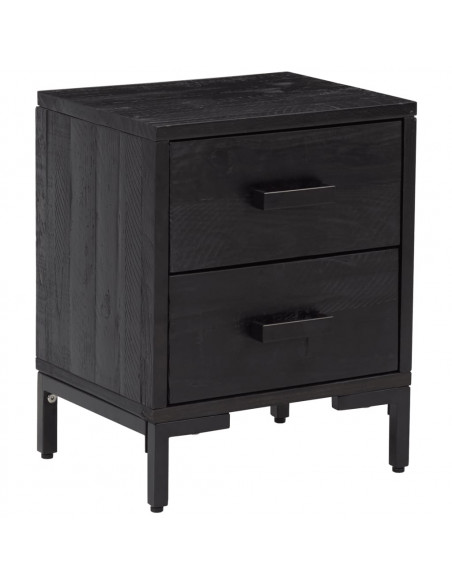 Comodini 2 pz Neri 36x30x45 cm in Legno Massello di Pino