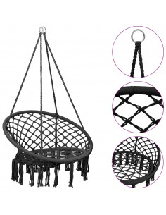 Sedia a Dondolo in Stile Amaca 80 cm Antracite 2