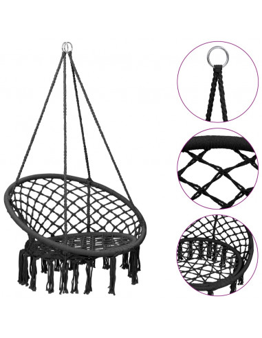 Sedia a Dondolo in Stile Amaca 80 cm Antracite