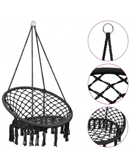 Sedia a Dondolo in Stile Amaca 80 cm Antracite