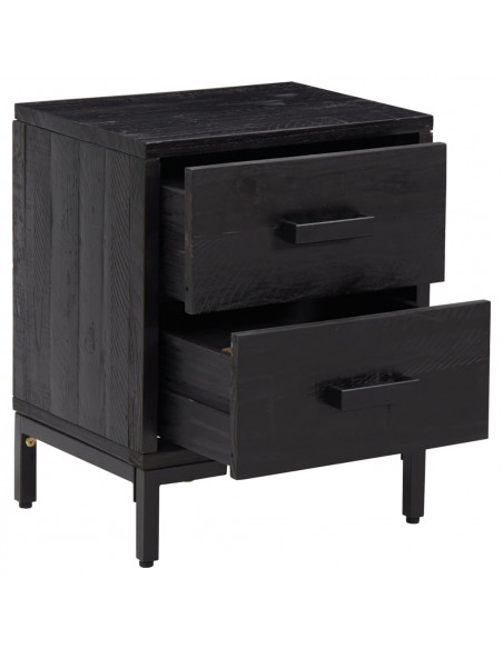 Comodini 2 pz Neri 36x30x45 cm in Legno Massello di Pino