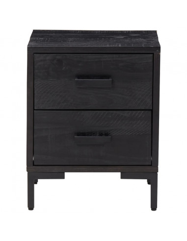 Comodini 2 pz Neri 36x30x45 cm in Legno Massello di Pino