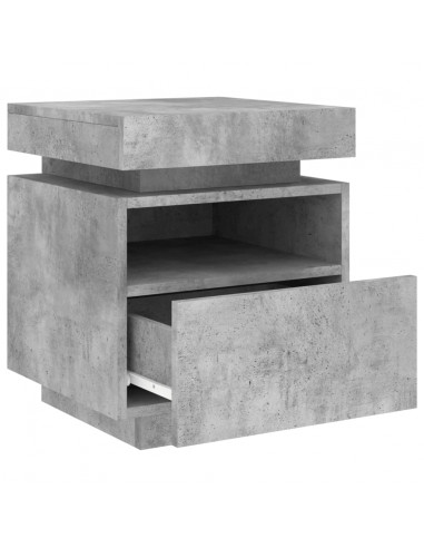 Comodini con Luci LED 2pz Grigio Cemento 40x39x48,5 cm