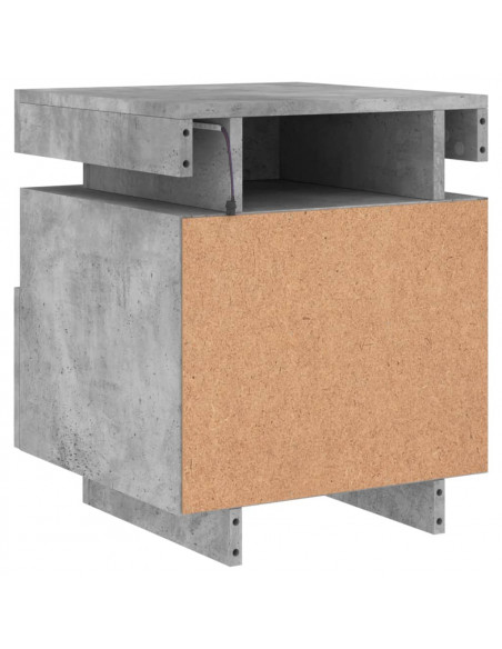 Comodini con Luci LED 2pz Grigio Cemento 40x39x48,5 cm