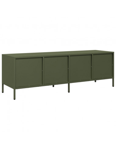 Mobile TV Verde Oliva 135x39x43,5cm Acciaio Laminato a Freddo