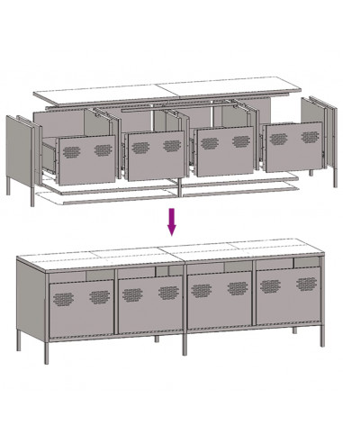 Mobile TV Verde Oliva 135x39x43,5cm Acciaio Laminato a Freddo