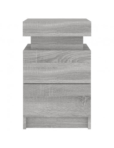 Comodino con Luci LED Grigio Sonoma 35x39x55 cm