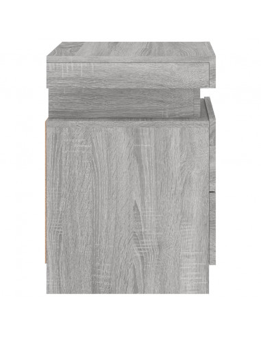 Comodino con Luci LED Grigio Sonoma 35x39x55 cm
