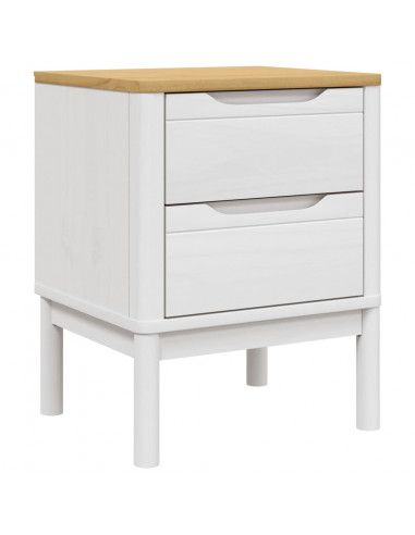 Comodino FLORO Bianco 45x39x57 cm in Legno Massello di Pino