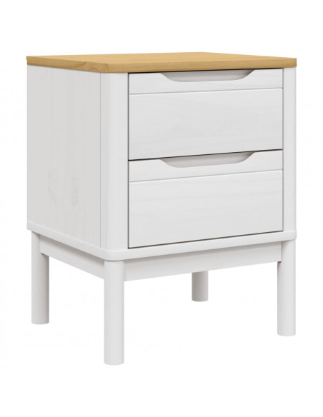 Comodino FLORO Bianco 45x39x57 cm in Legno Massello di Pino