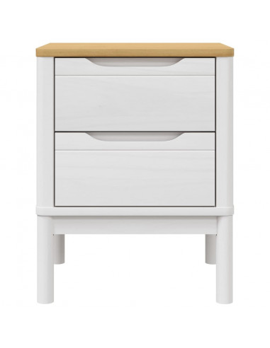 Comodino FLORO Bianco 45x39x57 cm in Legno Massello di Pino