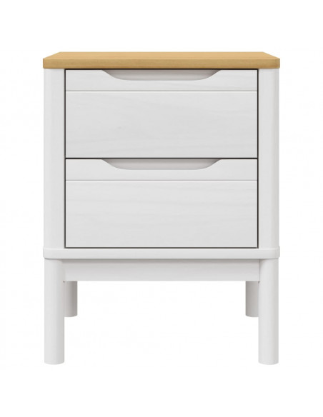 Comodino FLORO Bianco 45x39x57 cm in Legno Massello di Pino