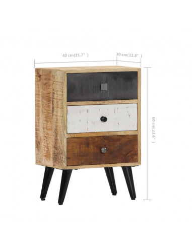 Comodino 40x30x60 cm in Legno Massello di Mango