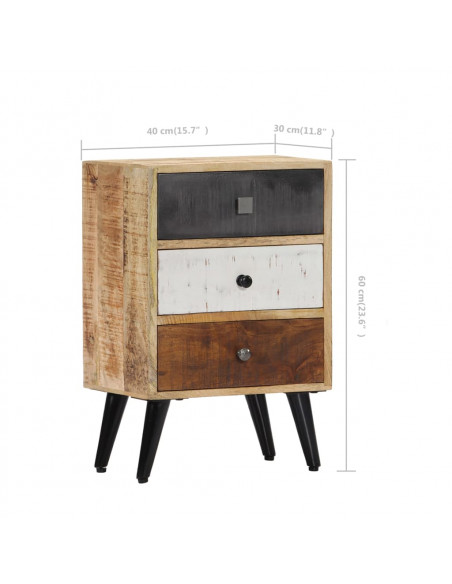 Comodino 40x30x60 cm in Legno Massello di Mango