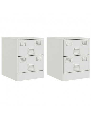 Comodini 2 pz Bianchi 34,5x39x44 cm in Acciaio