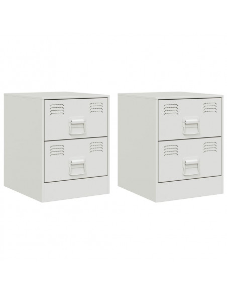 Comodini 2 pz Bianchi 34,5x39x44 cm in Acciaio