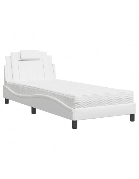 Letto con Materasso Bianco 90x200 cm in Similpelle