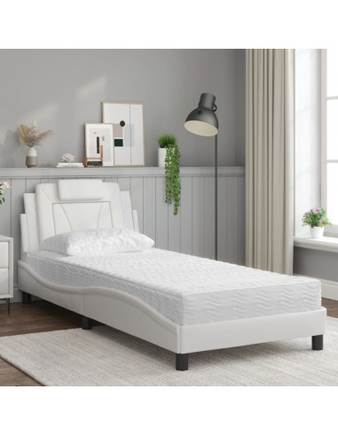 Letto con Materasso Bianco 90x200 cm in Similpelle