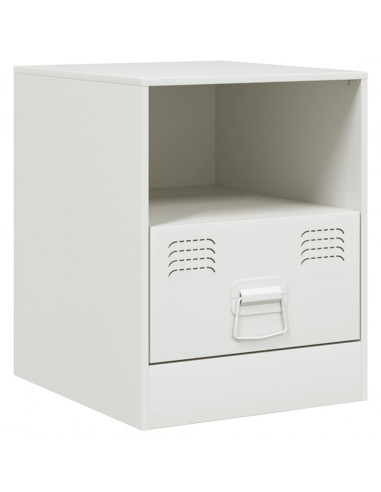 Comodino Bianco 34,5x39x44 cm in Acciaio