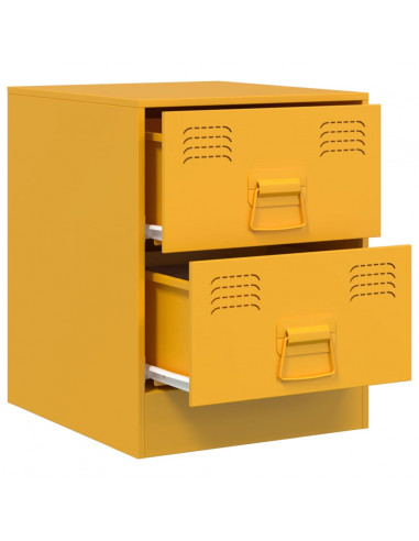 Comodini 2 pz Giallo 34,5x39x44 cm in Acciaio