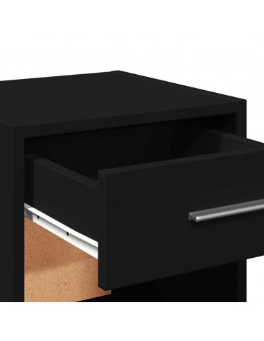 Comodini 2pz Neri 35x34x65 cm in Legno Multistrato