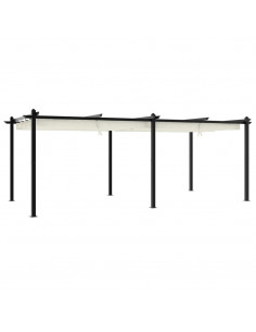 Gazebo da Giardino con Tetto Retrattile Crema 3x6m in Alluminio 2