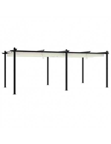 Gazebo da Giardino con Tetto Retrattile Crema 3x6m in Alluminio