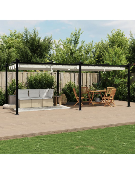 Gazebo da Giardino con Tetto Retrattile Crema 3x6m in Alluminio