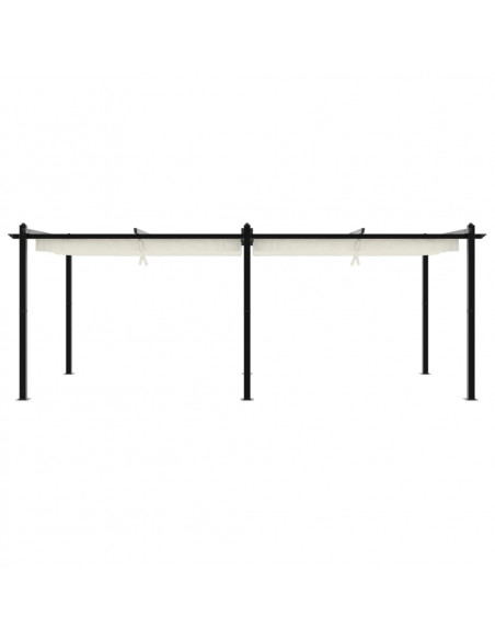 Gazebo da Giardino con Tetto Retrattile Crema 3x6m in Alluminio