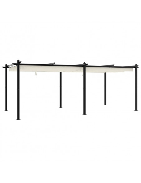 Gazebo da Giardino con Tetto Retrattile Crema 3x6m in Alluminio