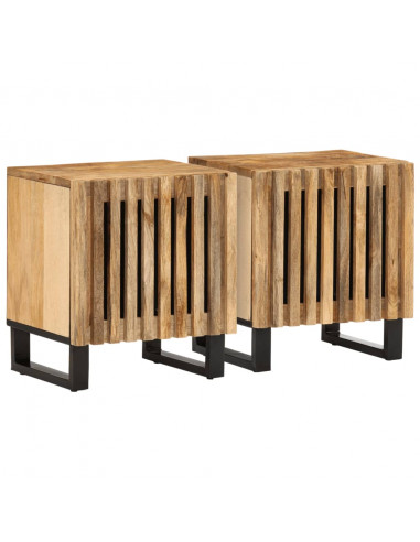 Comodini 2pz 40x34x46 cm in Legno Massello di Mango