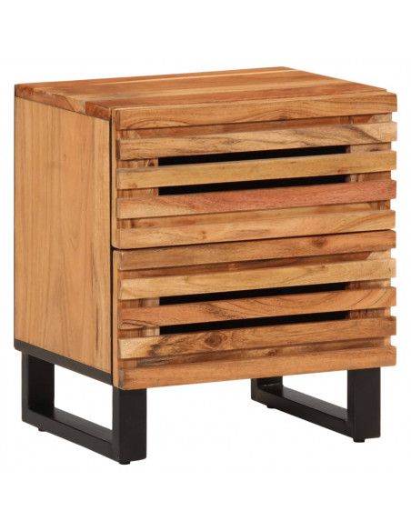 Comodini 2pz 40x34x46 cm in Legno Massello di Acacia