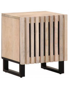 Comodino 40x34x46 cm in Legno Massello di Mango Sbiancato 2