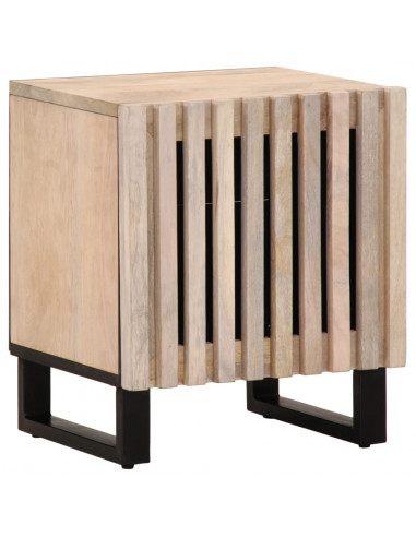 Comodino 40x34x46 cm in Legno Massello di Mango Sbiancato