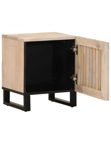 Comodino 40x34x46 cm in Legno Massello di Mango Sbiancato