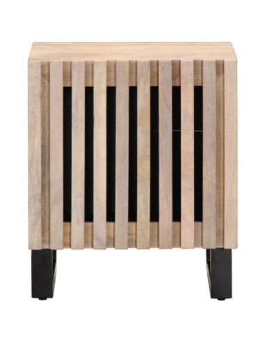 Comodino 40x34x46 cm in Legno Massello di Mango Sbiancato