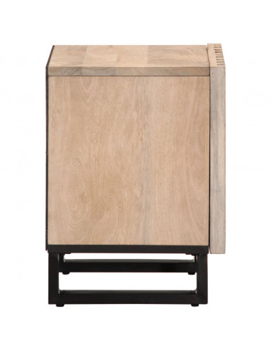 Comodino 40x34x46 cm in Legno Massello di Mango Sbiancato