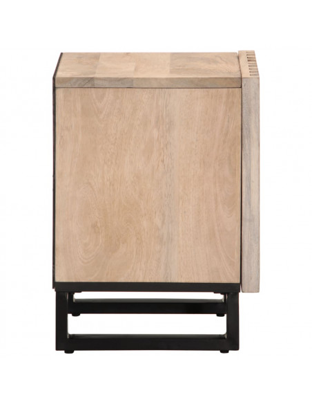 Comodino 40x34x46 cm in Legno Massello di Mango Sbiancato