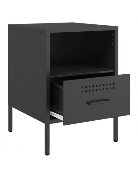 Comodini 2pz Neri 36x39x50,5cm in Acciaio Laminato a Freddo