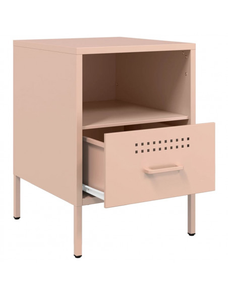 Comodini 2pz Rosa 36x39x50,5cm in Acciaio Laminato a Freddo