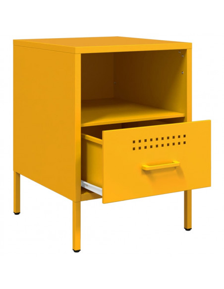 Comodino Giallo Senape 36x39x50,5cm Acciaio Laminato a Freddo