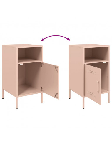 Comodini 2pz Rosa 36x39x68cm in Acciaio Laminato a Freddo