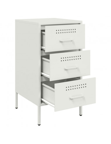 Comodino Bianco 36x39x68cm in Acciaio Laminato a Freddo