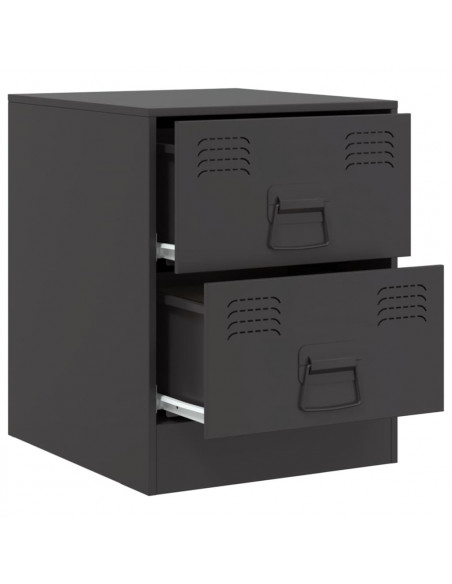 Comodino Nero 34,5x39x44 cm in Acciaio