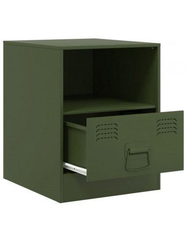 Comodini 2 pz Verde Oliva 34,5x39x44 cm in Acciaio